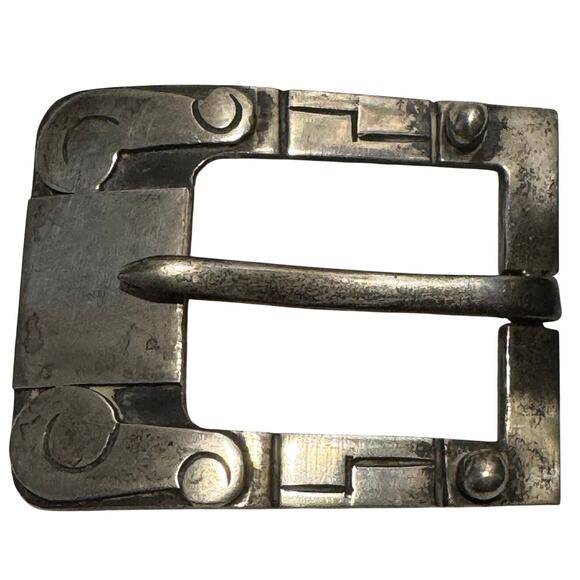 Vintage Taxco Mexico JS Sterling Silver 925 Small Belt Buckle 1.5x2 Southwestern - Picture 3 of 11